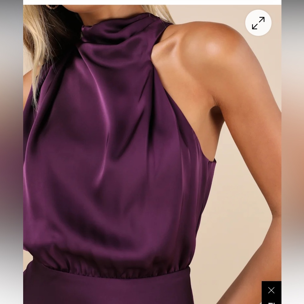 Lulus Distinctive Charm Purple Satin Asymmetrical Maxi Dress Size XS - Picture 4 of 17